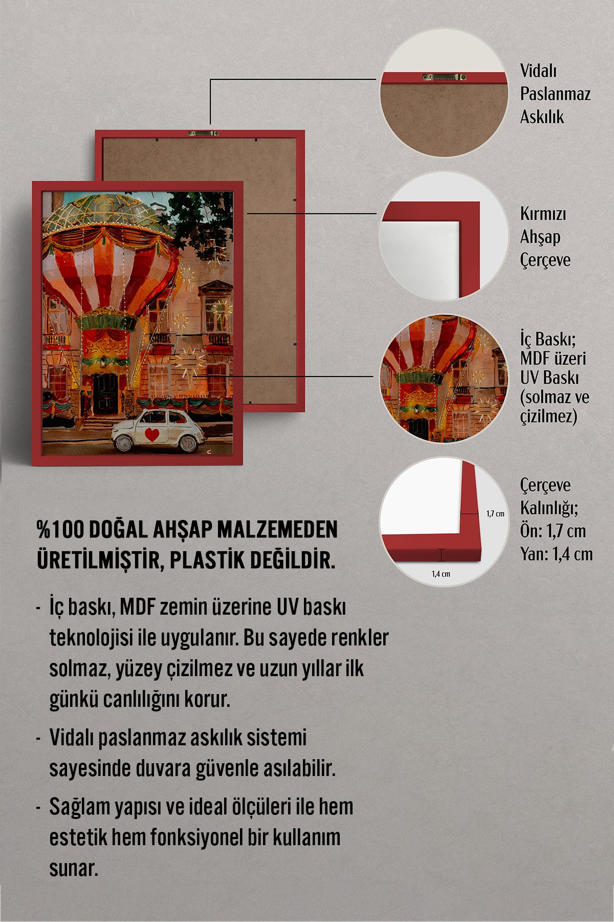 HOMEPACK Ahşap Çerçeveli Tablo Çerçeveli Poster Sanatsal Modern Duvar Dekoru BEK-8280