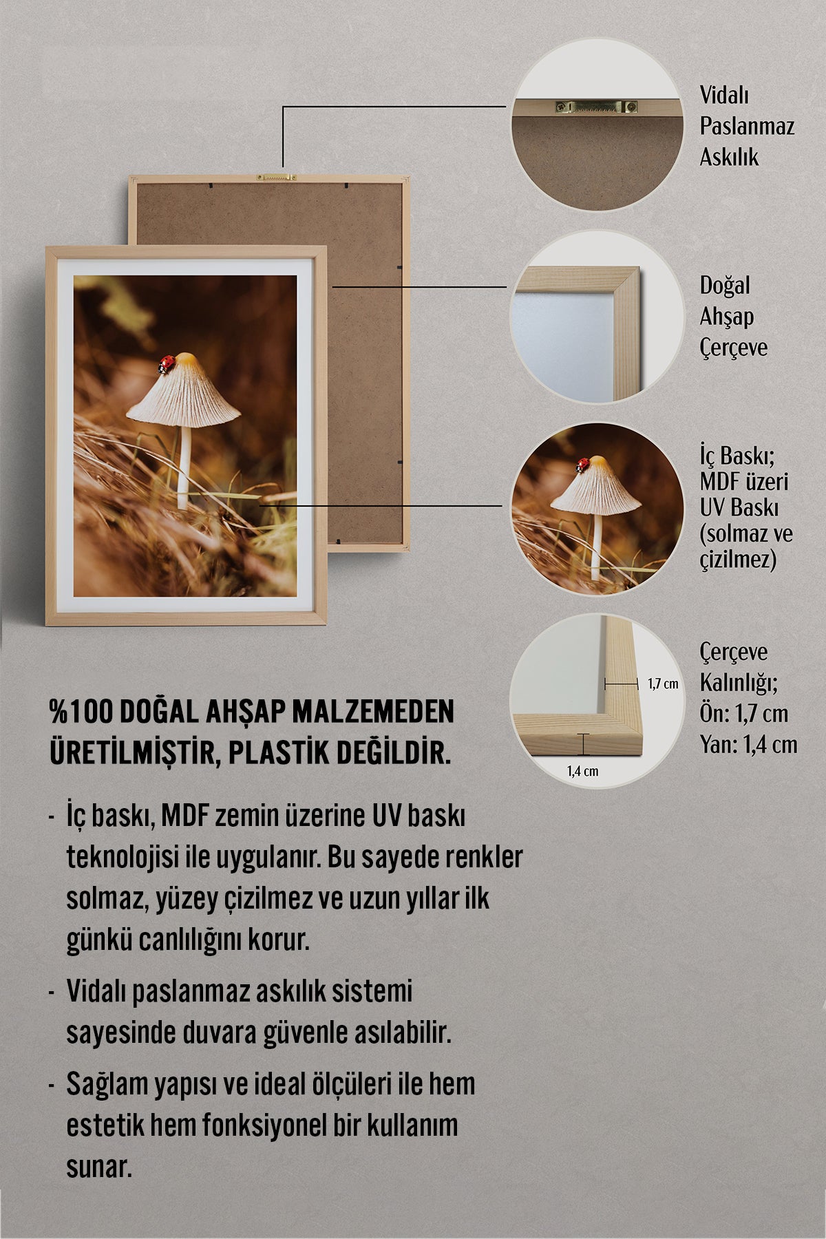 HOMEPACK Ahşap Çerçeveli Tablo Çerçeveli Poster Sanatsal Modern Duvar Dekoru BEK-8281