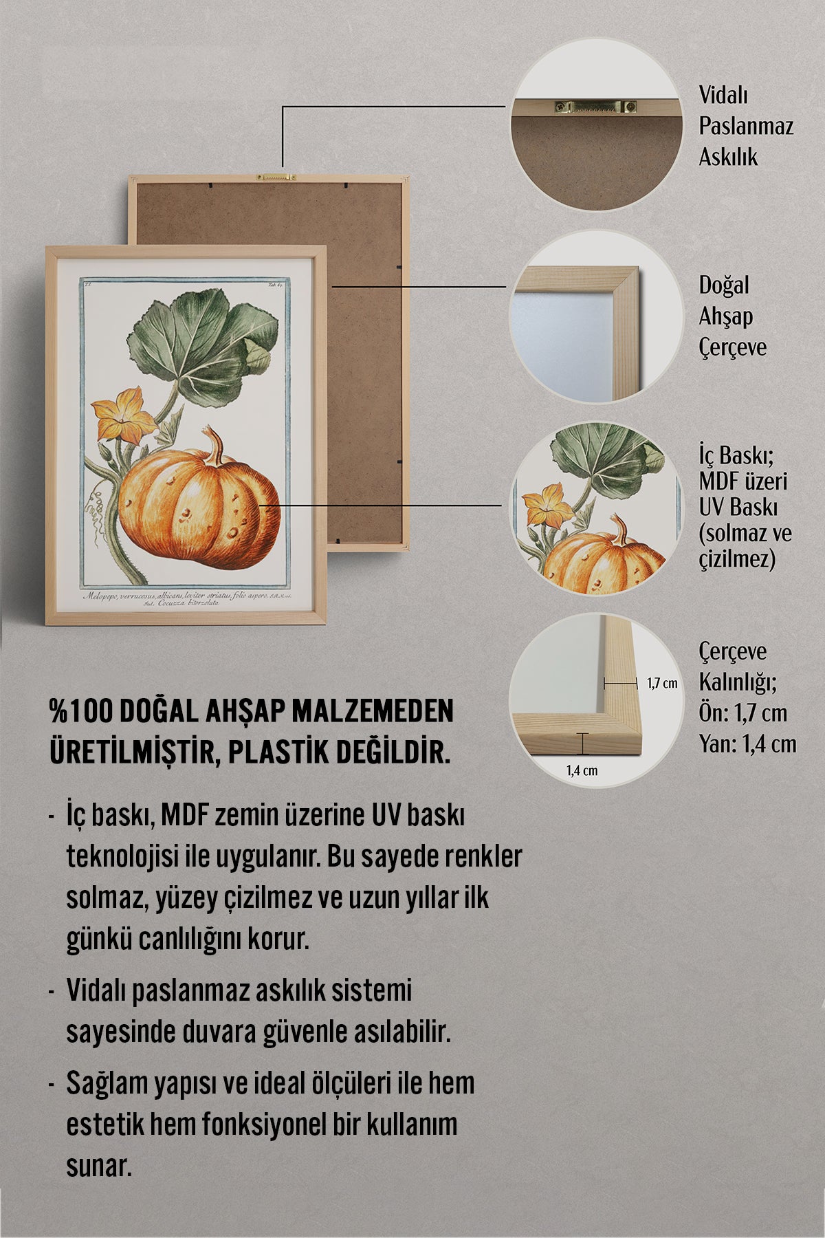 HOMEPACK Ahşap Çerçeveli Tablo Çerçeveli Poster Sanatsal Modern Duvar Dekoru BEK-8282