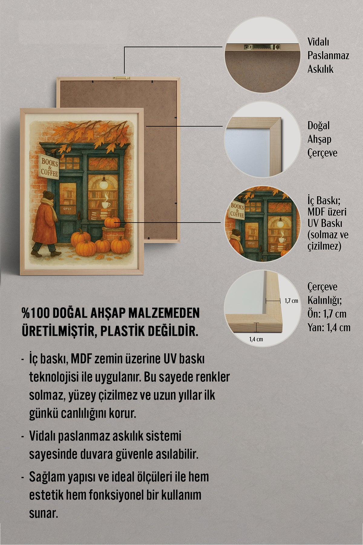 HOMEPACK Ahşap Çerçeveli Tablo Çerçeveli Poster Sanatsal Modern Duvar Dekoru BEK-8283
