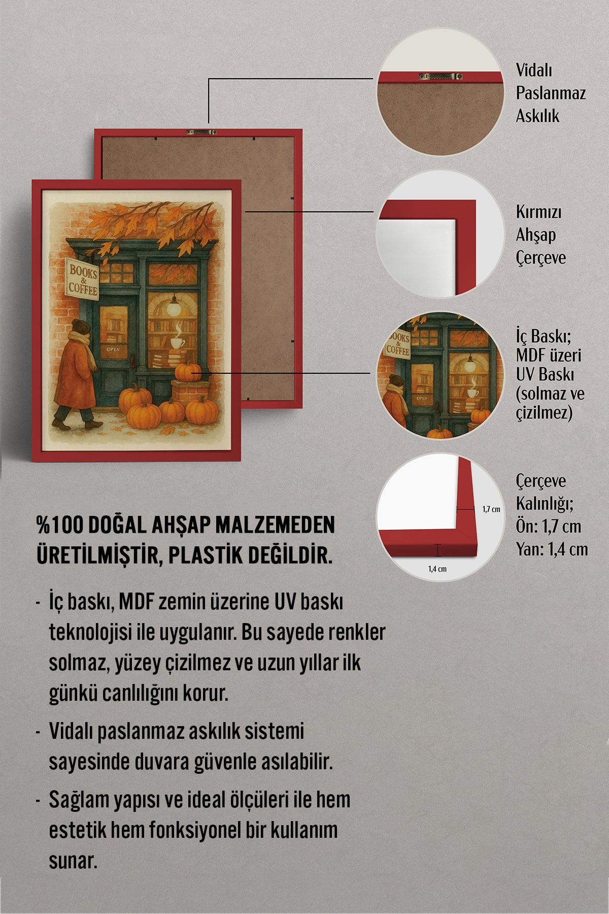 HOMEPACK Ahşap Çerçeveli Tablo Çerçeveli Poster Sanatsal Modern Duvar Dekoru BEK-8283