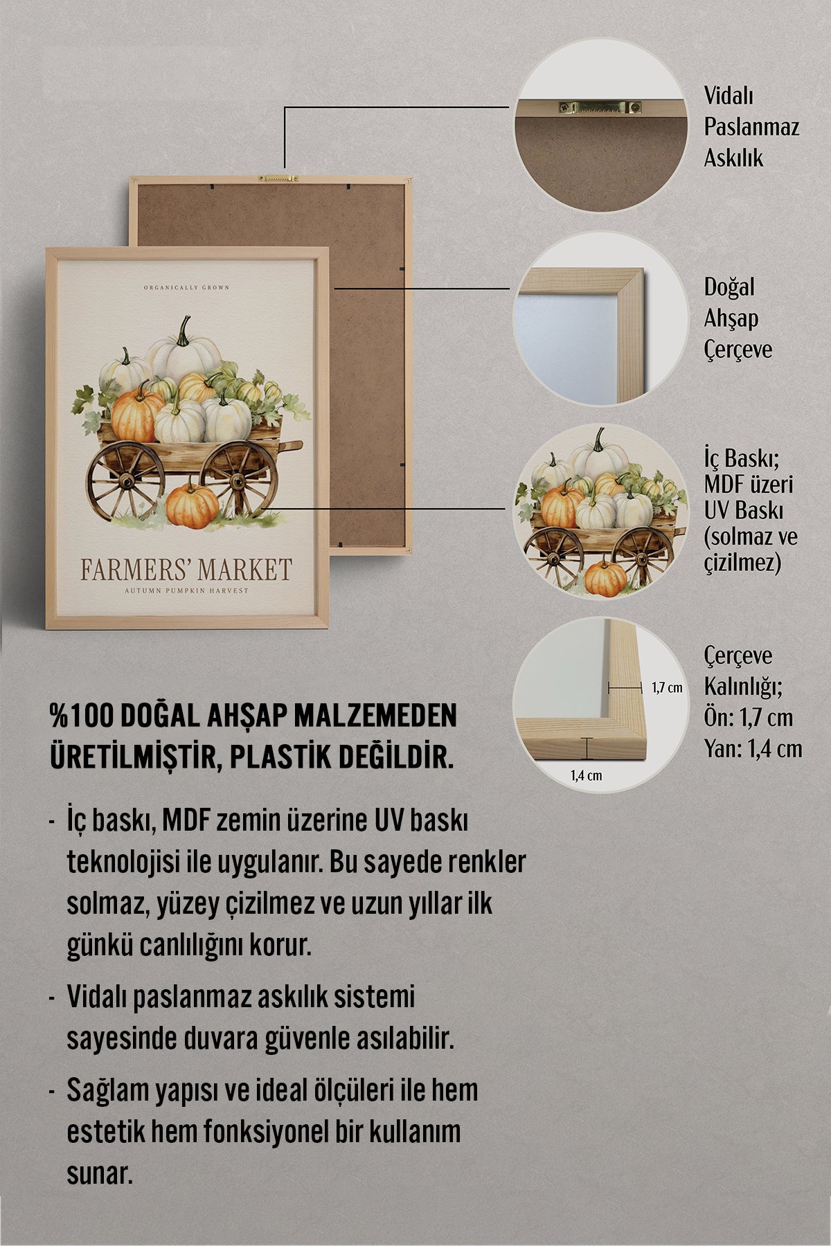 HOMEPACK Ahşap Çerçeveli Tablo Çerçeveli Poster Sanatsal Modern Duvar Dekoru BEK-8284