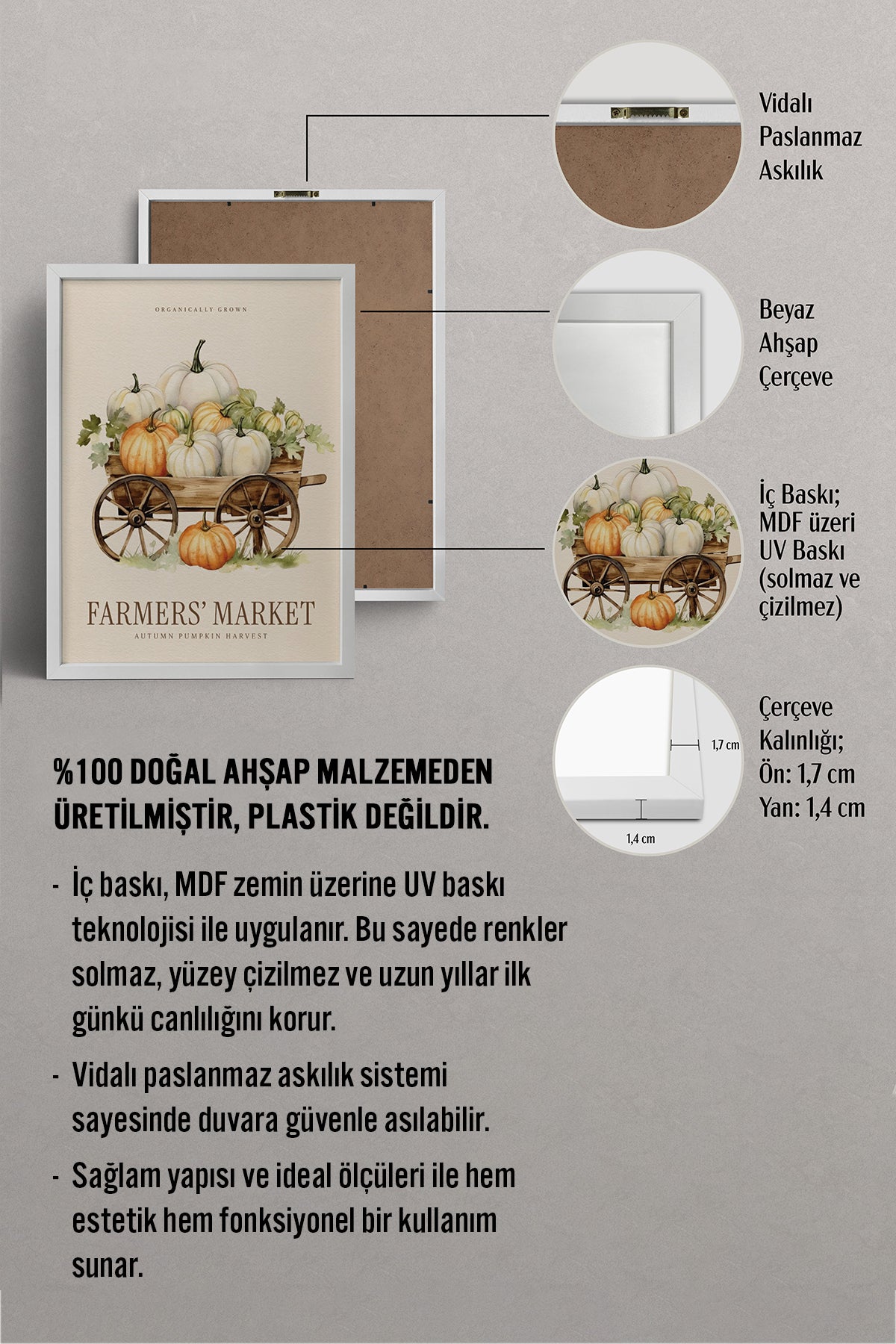 HOMEPACK Ahşap Çerçeveli Tablo Çerçeveli Poster Sanatsal Modern Duvar Dekoru BEK-8284