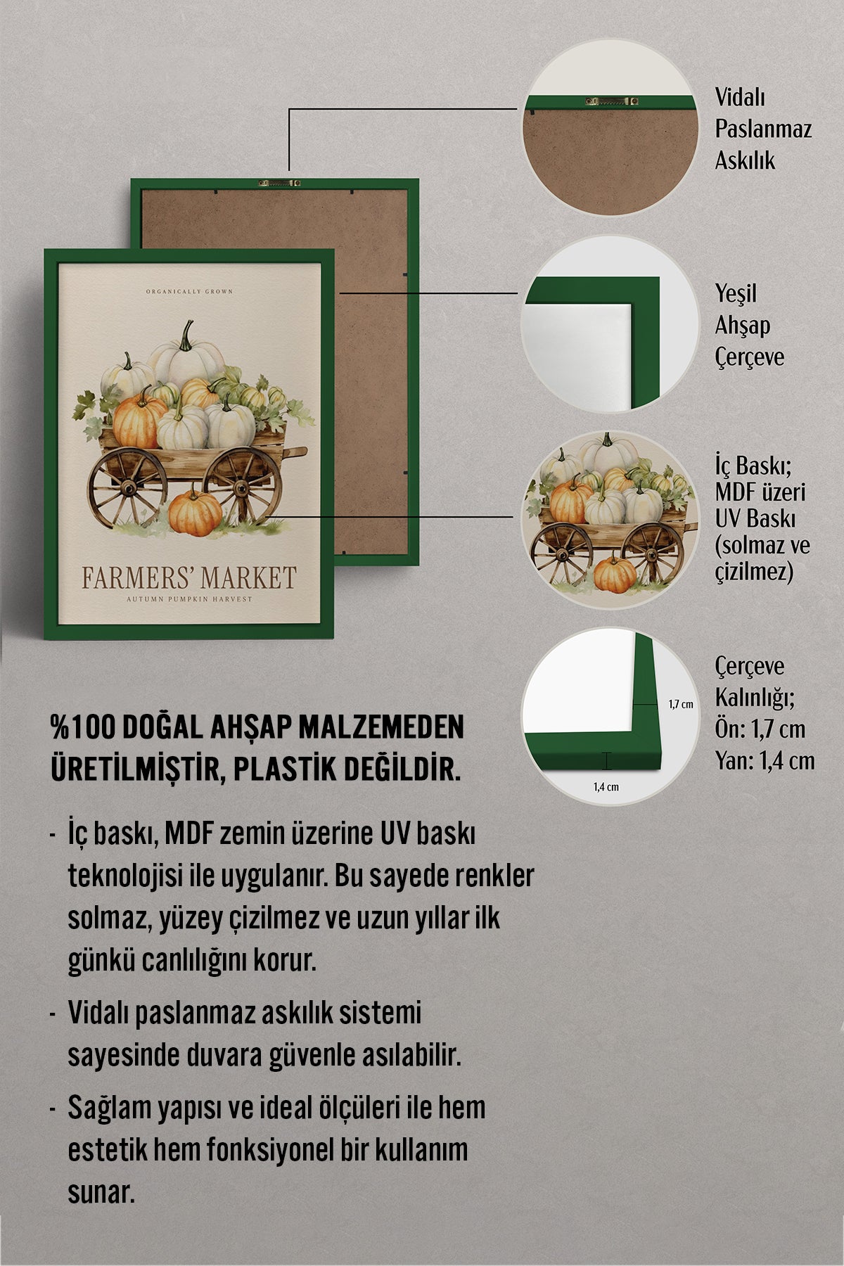 HOMEPACK Ahşap Çerçeveli Tablo Çerçeveli Poster Sanatsal Modern Duvar Dekoru BEK-8284