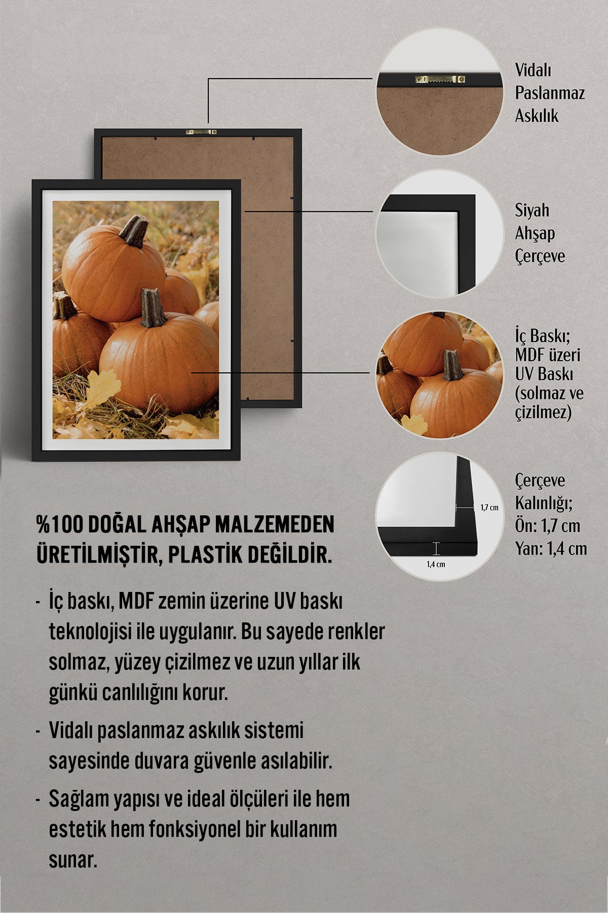 HOMEPACK Ahşap Çerçeveli Tablo Çerçeveli Poster Sanatsal Modern Duvar Dekoru BEK-8285