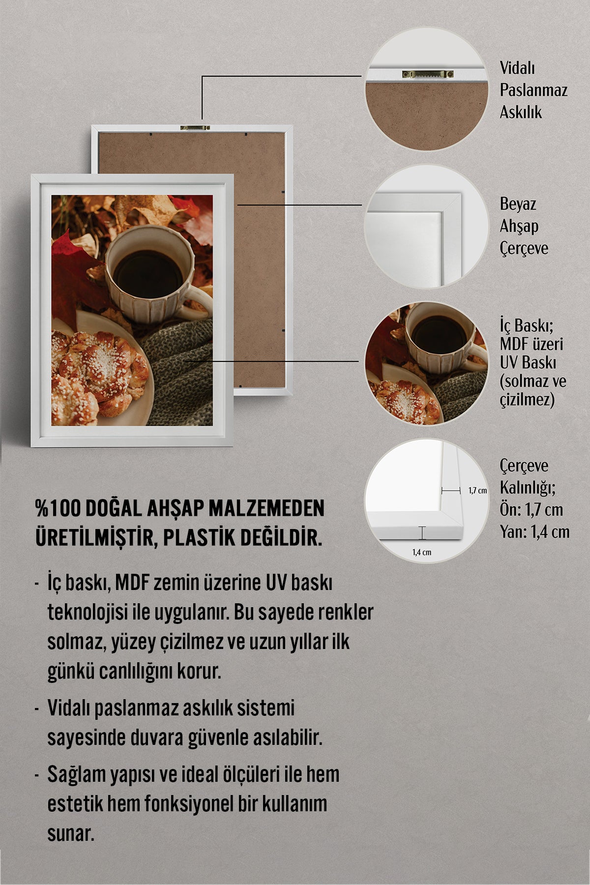 HOMEPACK Ahşap Çerçeveli Tablo Çerçeveli Poster Sanatsal Modern Duvar Dekoru BEK-8286