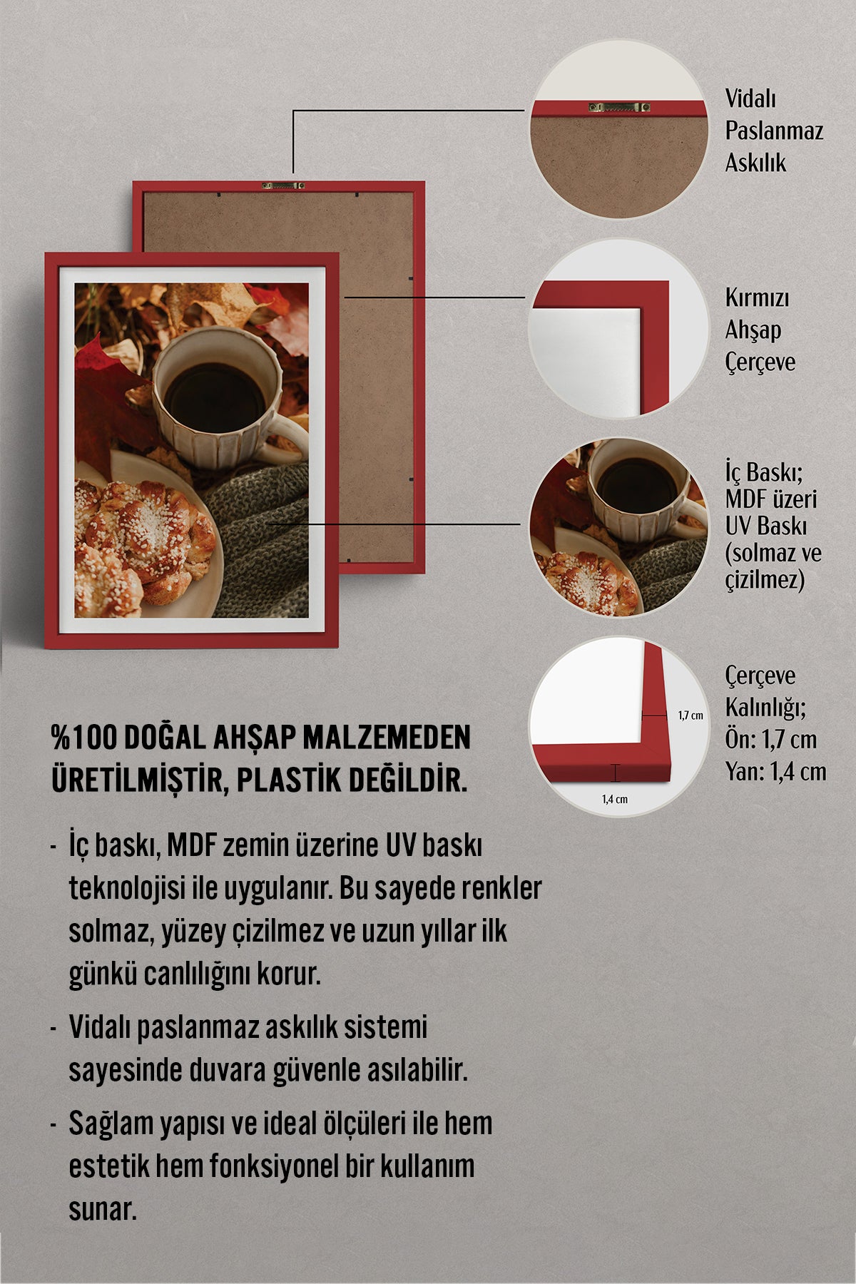HOMEPACK Ahşap Çerçeveli Tablo Çerçeveli Poster Sanatsal Modern Duvar Dekoru BEK-8286