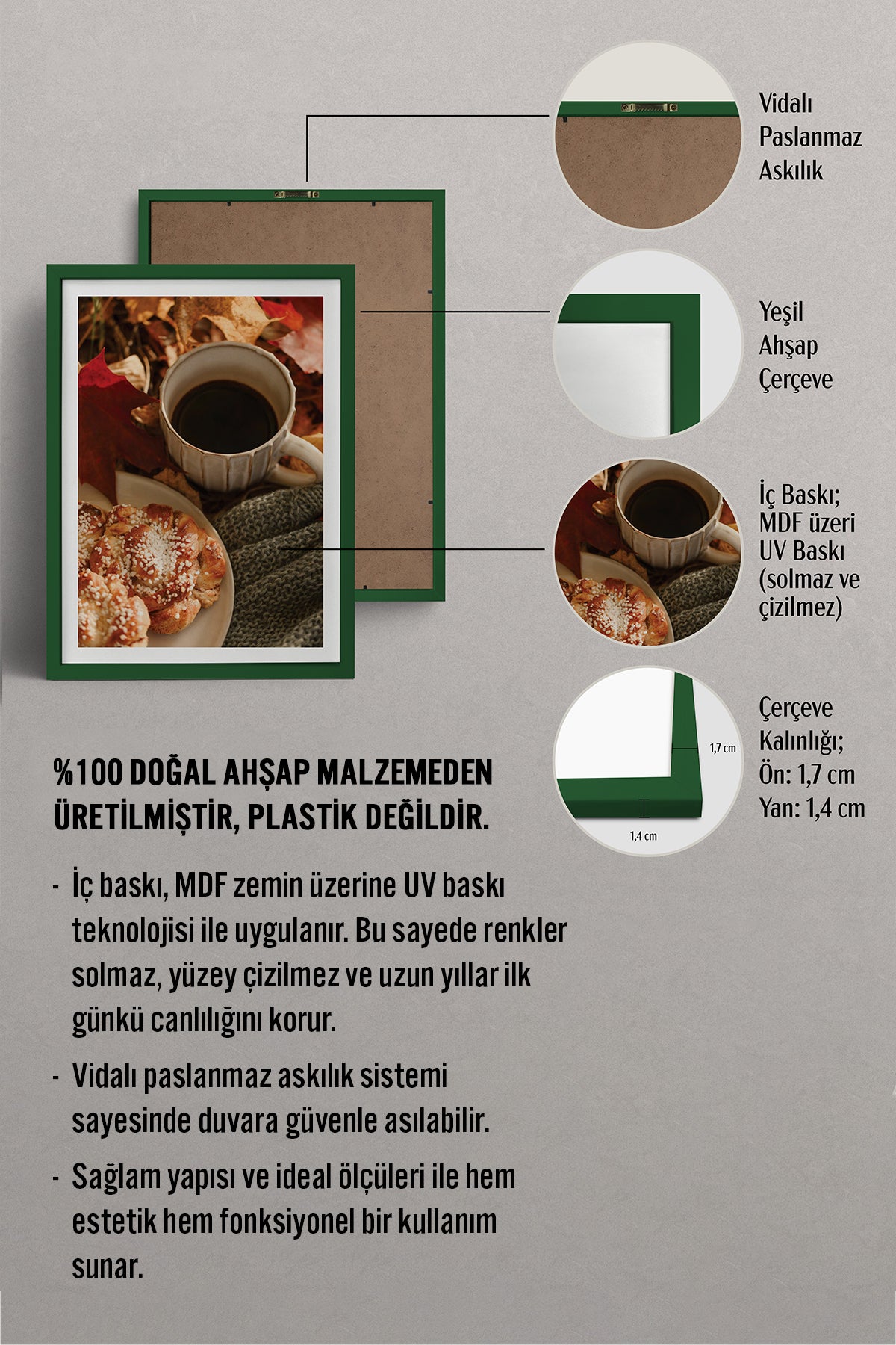 HOMEPACK Ahşap Çerçeveli Tablo Çerçeveli Poster Sanatsal Modern Duvar Dekoru BEK-8286