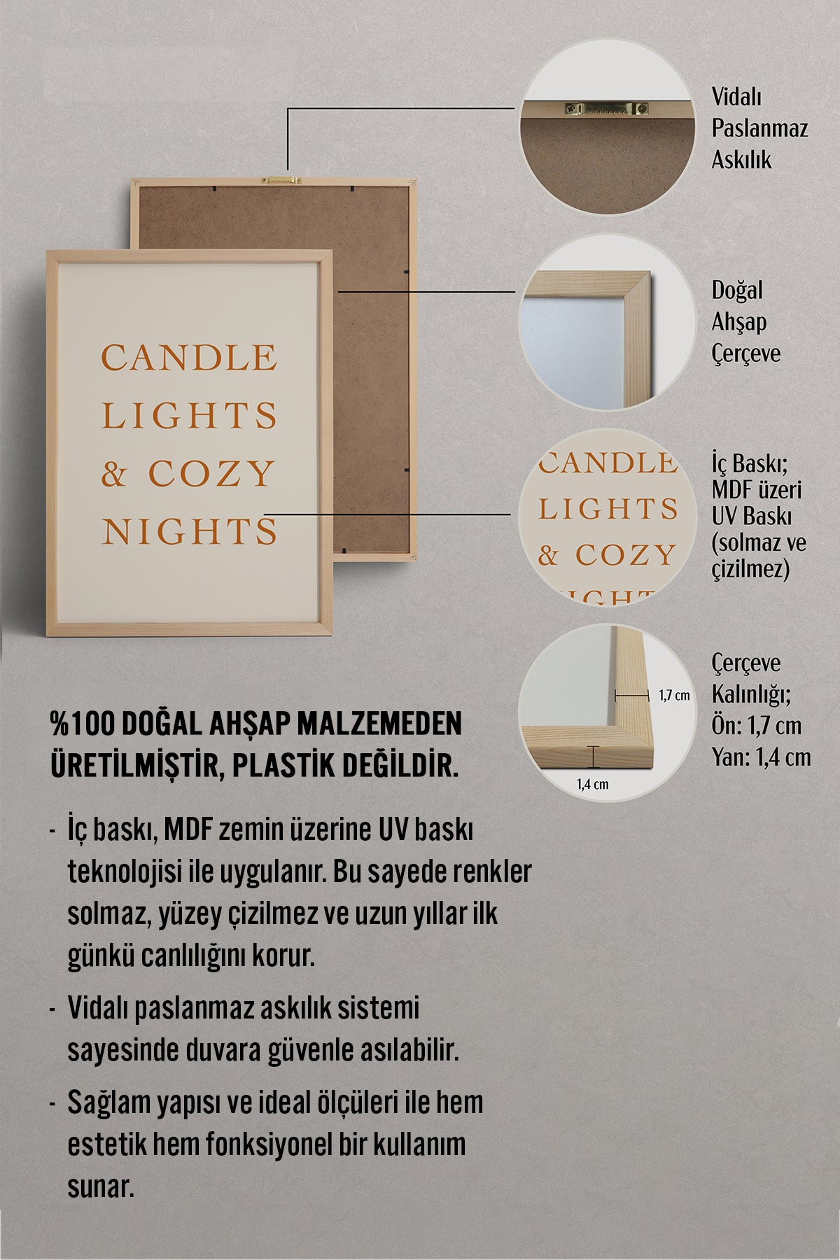 HOMEPACK Ahşap Çerçeveli Tablo Çerçeveli Poster Sanatsal Modern Duvar Dekoru BEK-8287