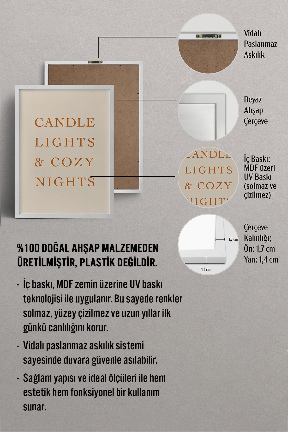 HOMEPACK Ahşap Çerçeveli Tablo Çerçeveli Poster Sanatsal Modern Duvar Dekoru BEK-8287