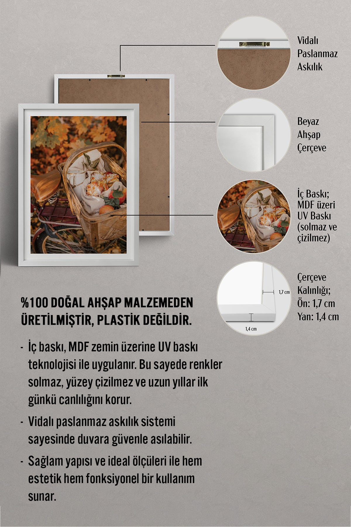 HOMEPACK Ahşap Çerçeveli Tablo Çerçeveli Poster Sanatsal Modern Duvar Dekoru BEK-8289