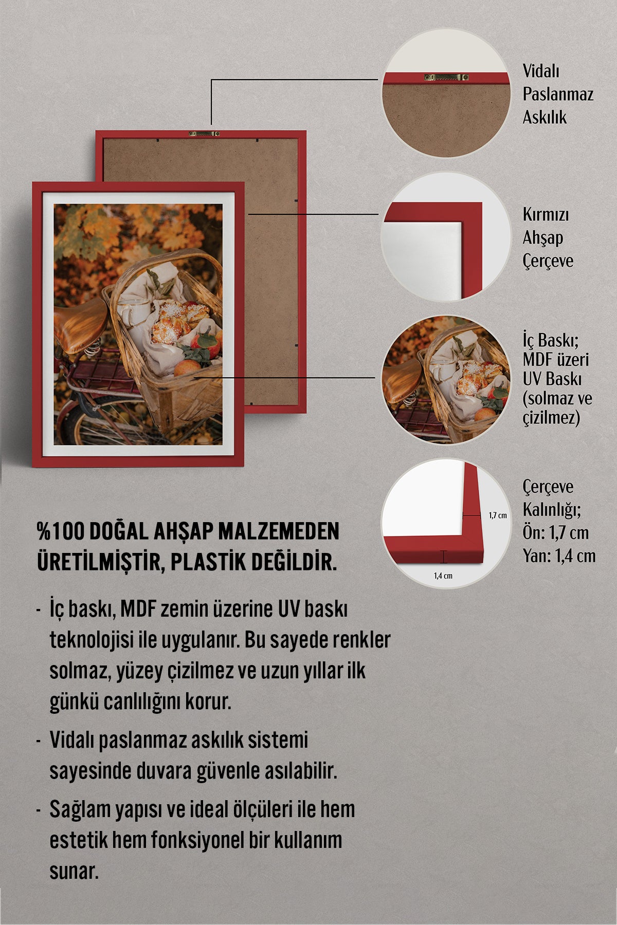 HOMEPACK Ahşap Çerçeveli Tablo Çerçeveli Poster Sanatsal Modern Duvar Dekoru BEK-8289