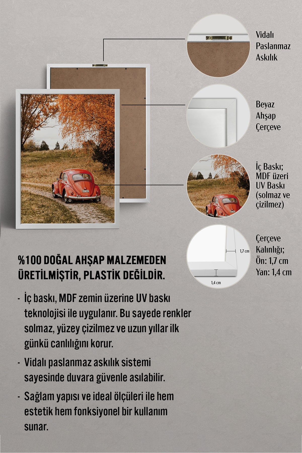 HOMEPACK Ahşap Çerçeveli Tablo Çerçeveli Poster Sanatsal Modern Duvar Dekoru BEK-8290