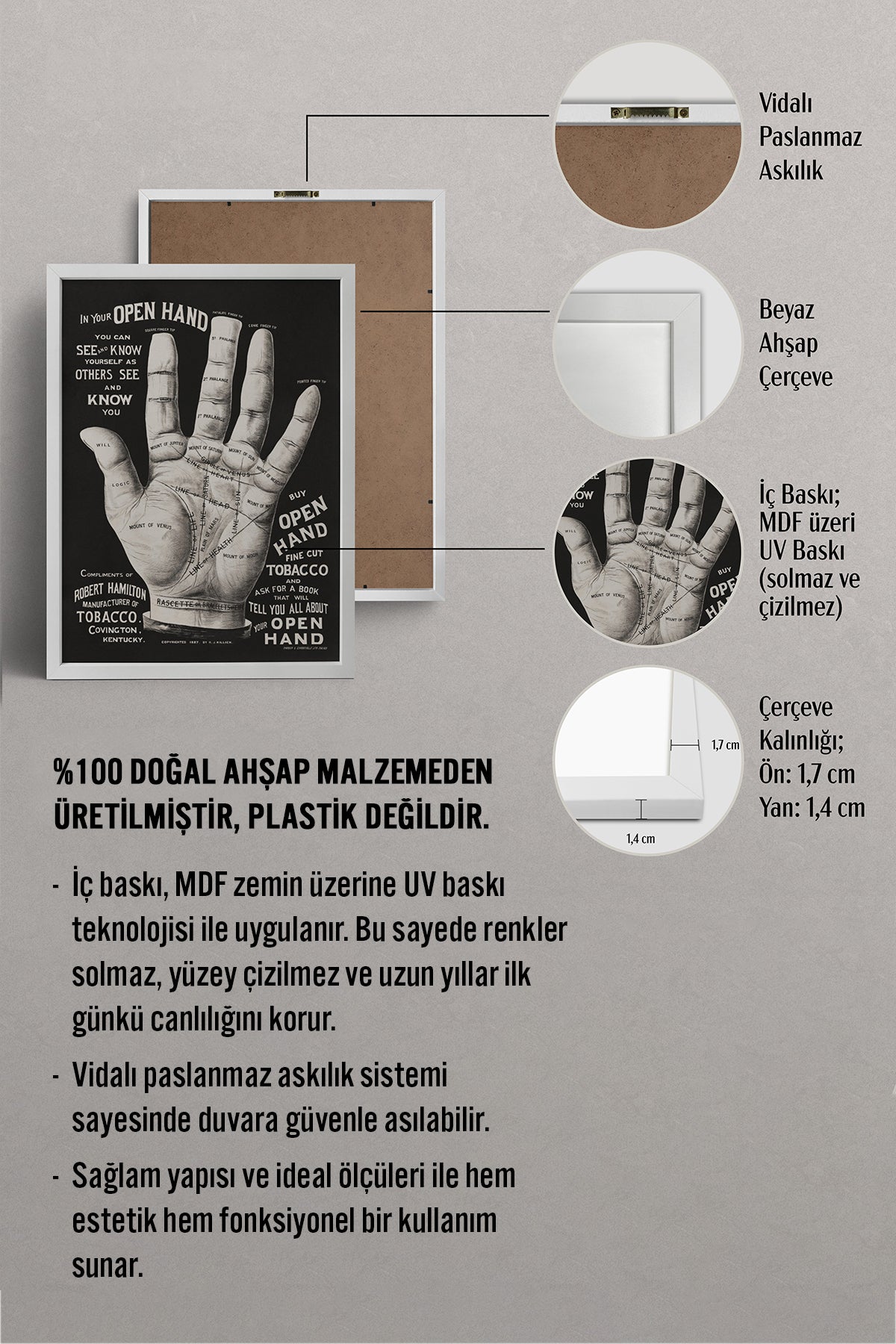 HOMEPACK Ahşap Çerçeveli Tablo Çerçeveli Poster Sanatsal Modern Duvar Dekoru BEK-8291