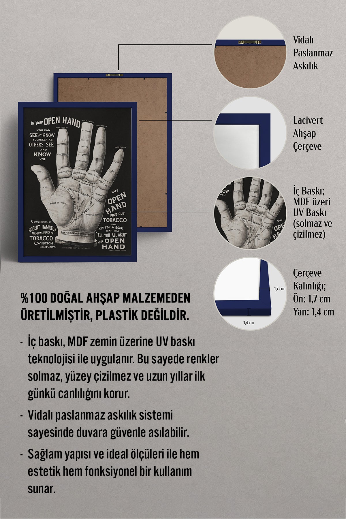 HOMEPACK Ahşap Çerçeveli Tablo Çerçeveli Poster Sanatsal Modern Duvar Dekoru BEK-8291
