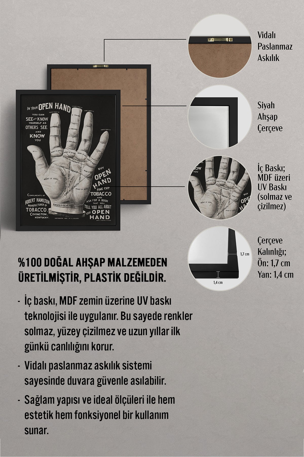 HOMEPACK Ahşap Çerçeveli Tablo Çerçeveli Poster Sanatsal Modern Duvar Dekoru BEK-8291
