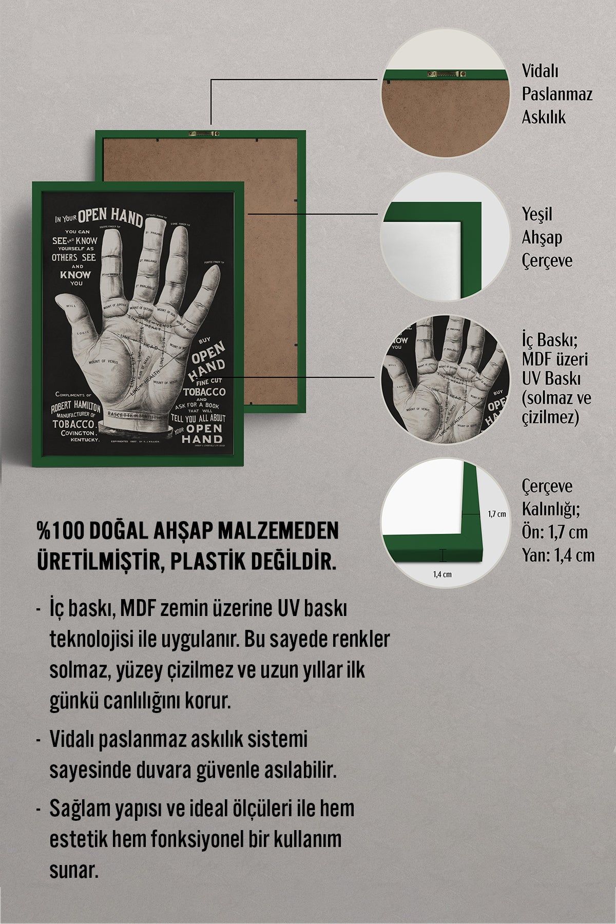 HOMEPACK Ahşap Çerçeveli Tablo Çerçeveli Poster Sanatsal Modern Duvar Dekoru BEK-8291