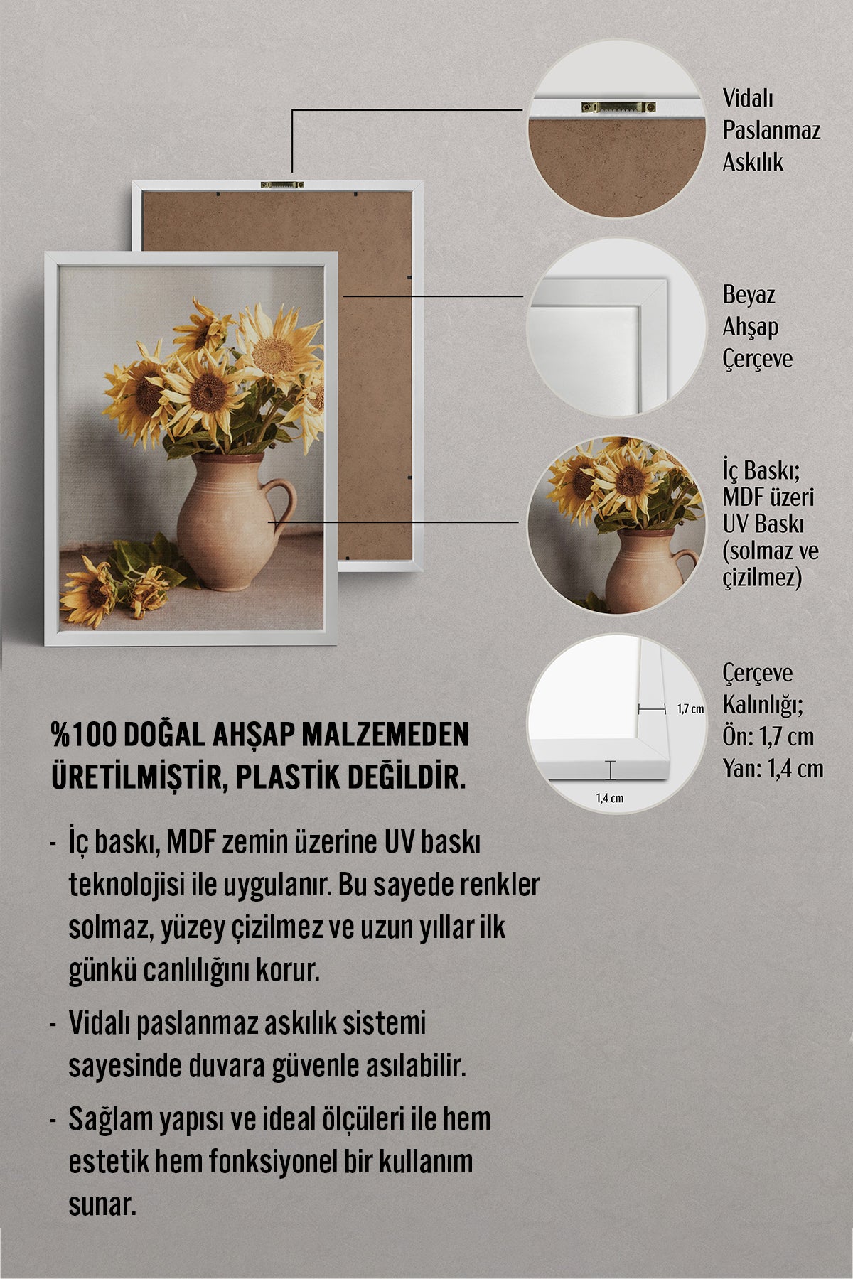 HOMEPACK Ahşap Çerçeveli Tablo Çerçeveli Poster Sanatsal Modern Duvar Dekoru BEK-8292