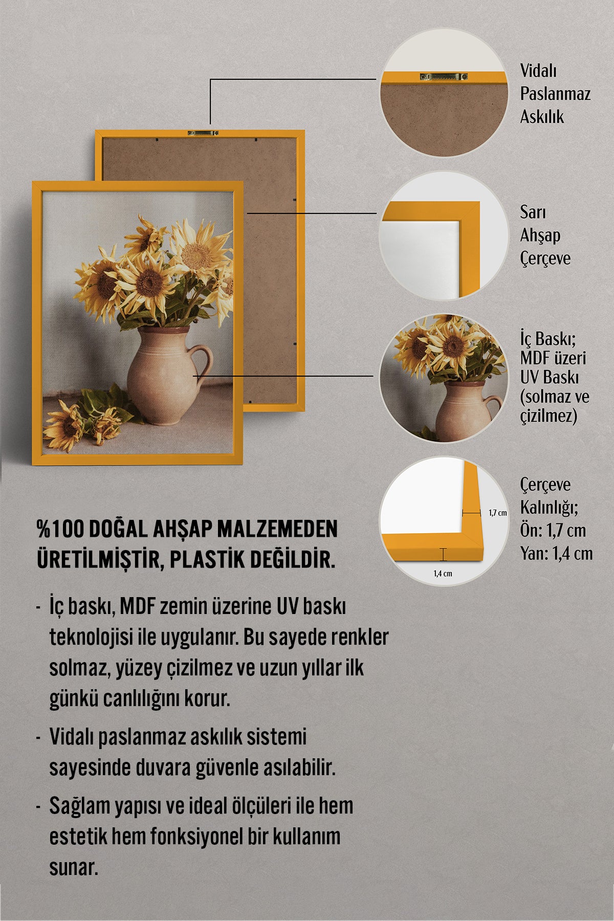 HOMEPACK Ahşap Çerçeveli Tablo Çerçeveli Poster Sanatsal Modern Duvar Dekoru BEK-8292