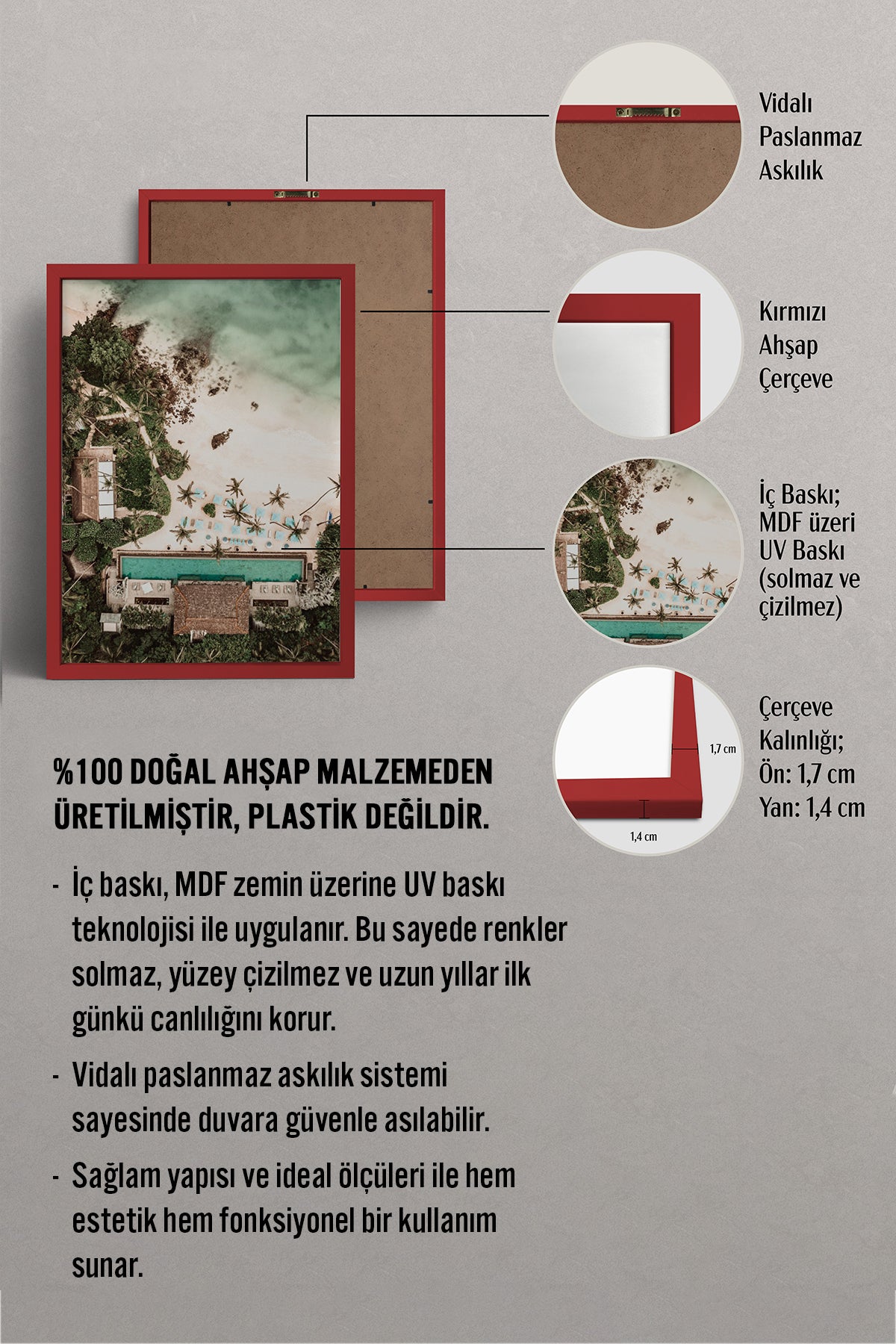 HOMEPACK Ahşap Çerçeveli Tablo Çerçeveli Poster Sanatsal Modern Duvar Dekoru BEK-8293