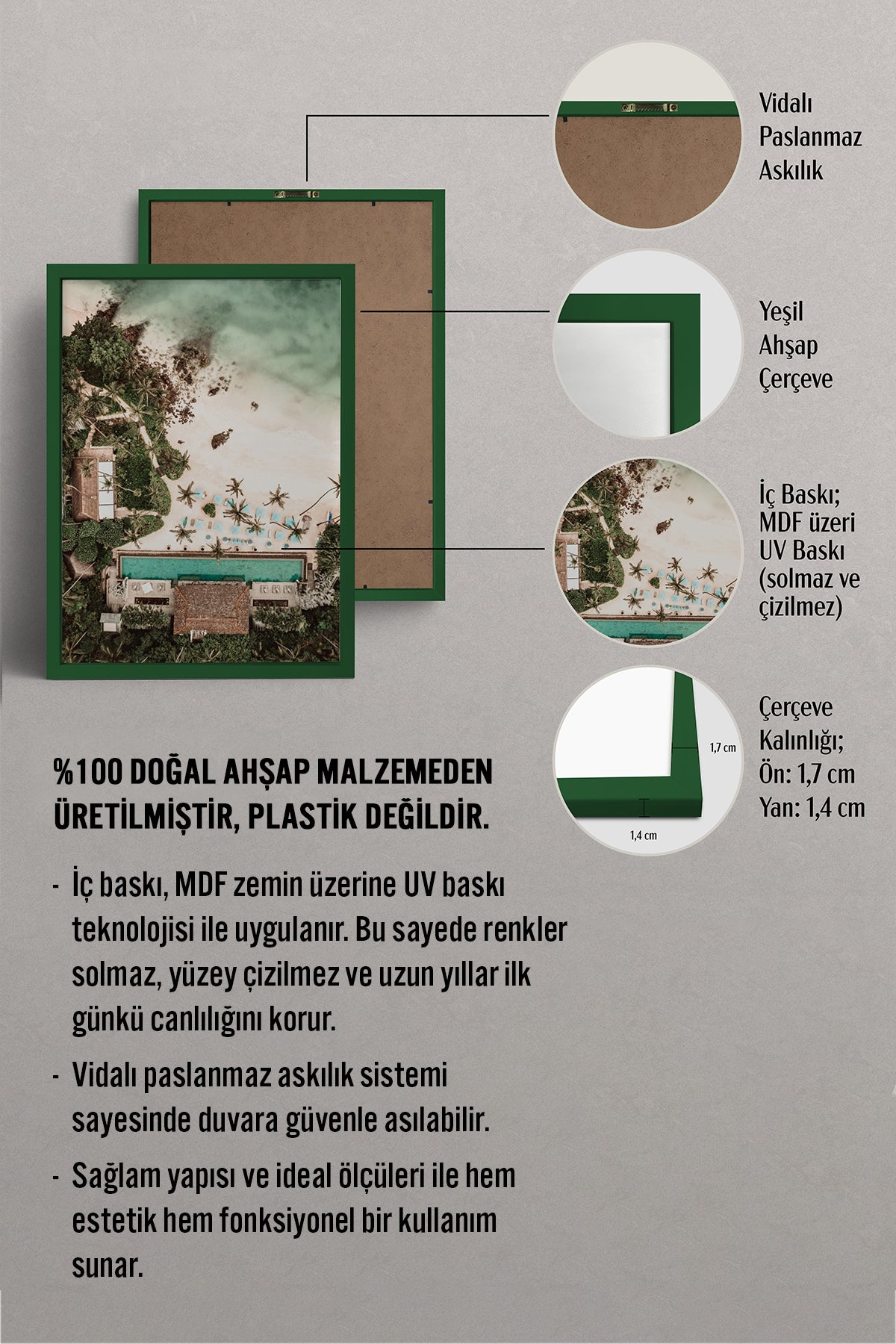 HOMEPACK Ahşap Çerçeveli Tablo Çerçeveli Poster Sanatsal Modern Duvar Dekoru BEK-8293
