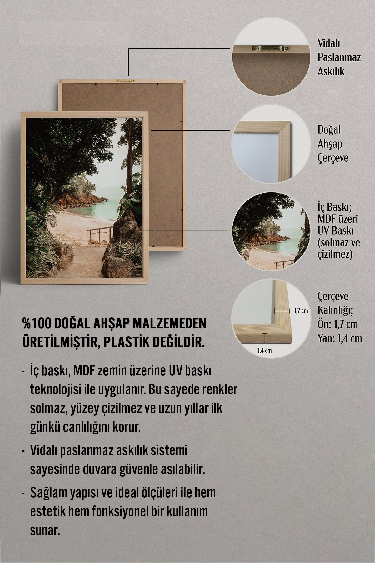 HOMEPACK Ahşap Çerçeveli Tablo Çerçeveli Poster Sanatsal Modern Duvar Dekoru BEK-8294
