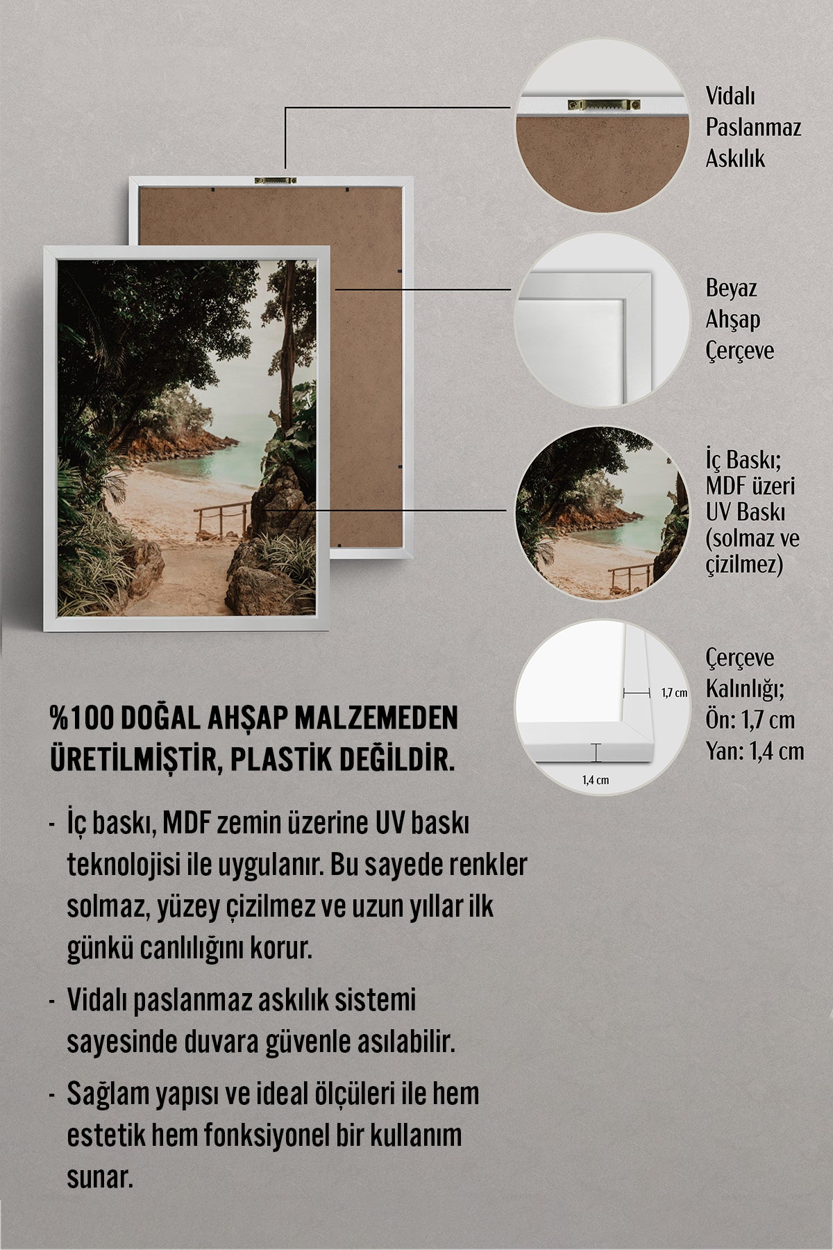 HOMEPACK Ahşap Çerçeveli Tablo Çerçeveli Poster Sanatsal Modern Duvar Dekoru BEK-8294