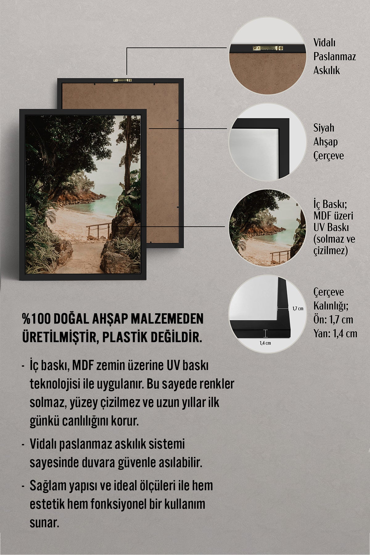 HOMEPACK Ahşap Çerçeveli Tablo Çerçeveli Poster Sanatsal Modern Duvar Dekoru BEK-8294