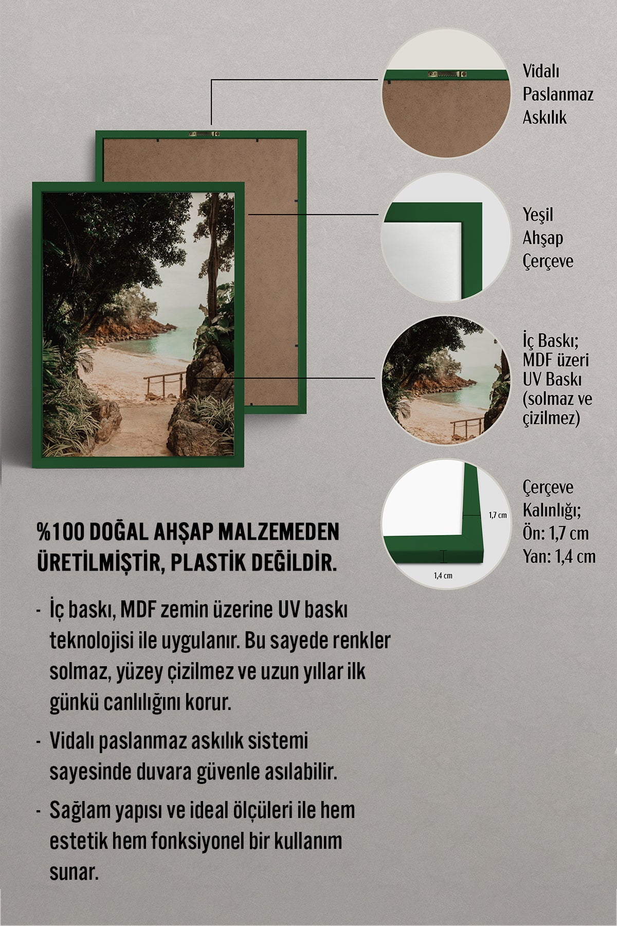 HOMEPACK Ahşap Çerçeveli Tablo Çerçeveli Poster Sanatsal Modern Duvar Dekoru BEK-8294