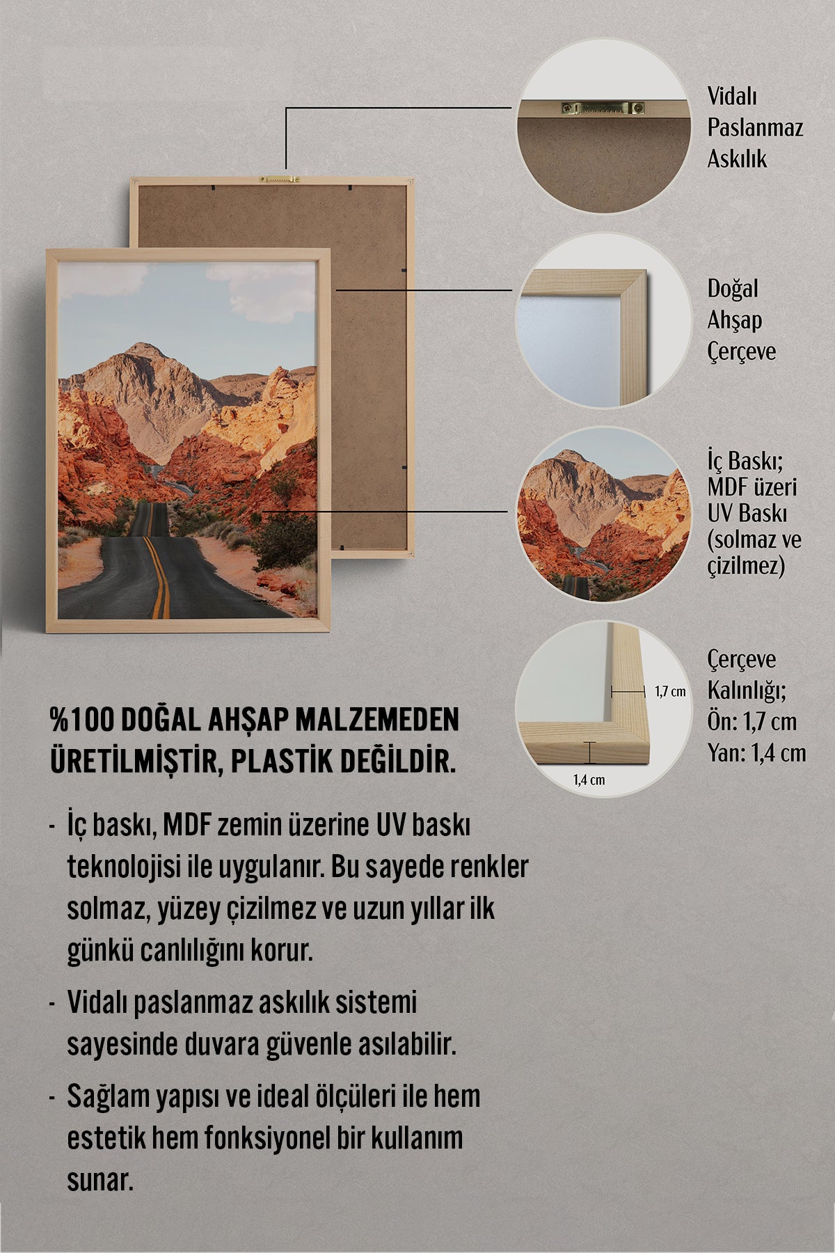 HOMEPACK Ahşap Çerçeveli Tablo Çerçeveli Poster Sanatsal Modern Duvar Dekoru BEK-8295