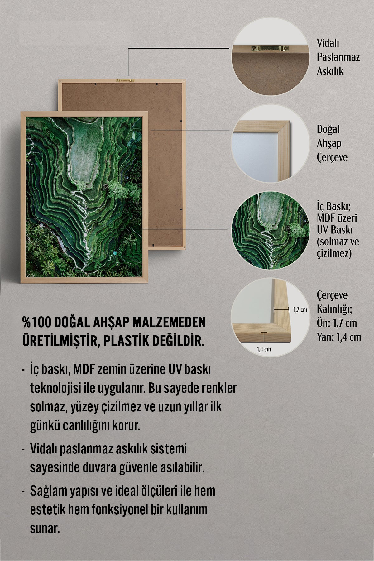 HOMEPACK Ahşap Çerçeveli Tablo Çerçeveli Poster Sanatsal Modern Duvar Dekoru BEK-8297