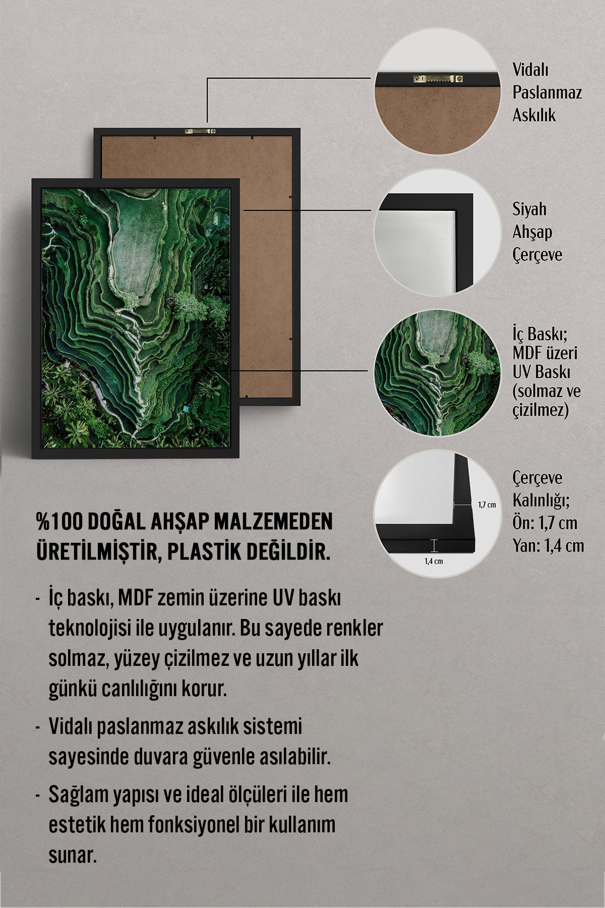 HOMEPACK Ahşap Çerçeveli Tablo Çerçeveli Poster Sanatsal Modern Duvar Dekoru BEK-8297
