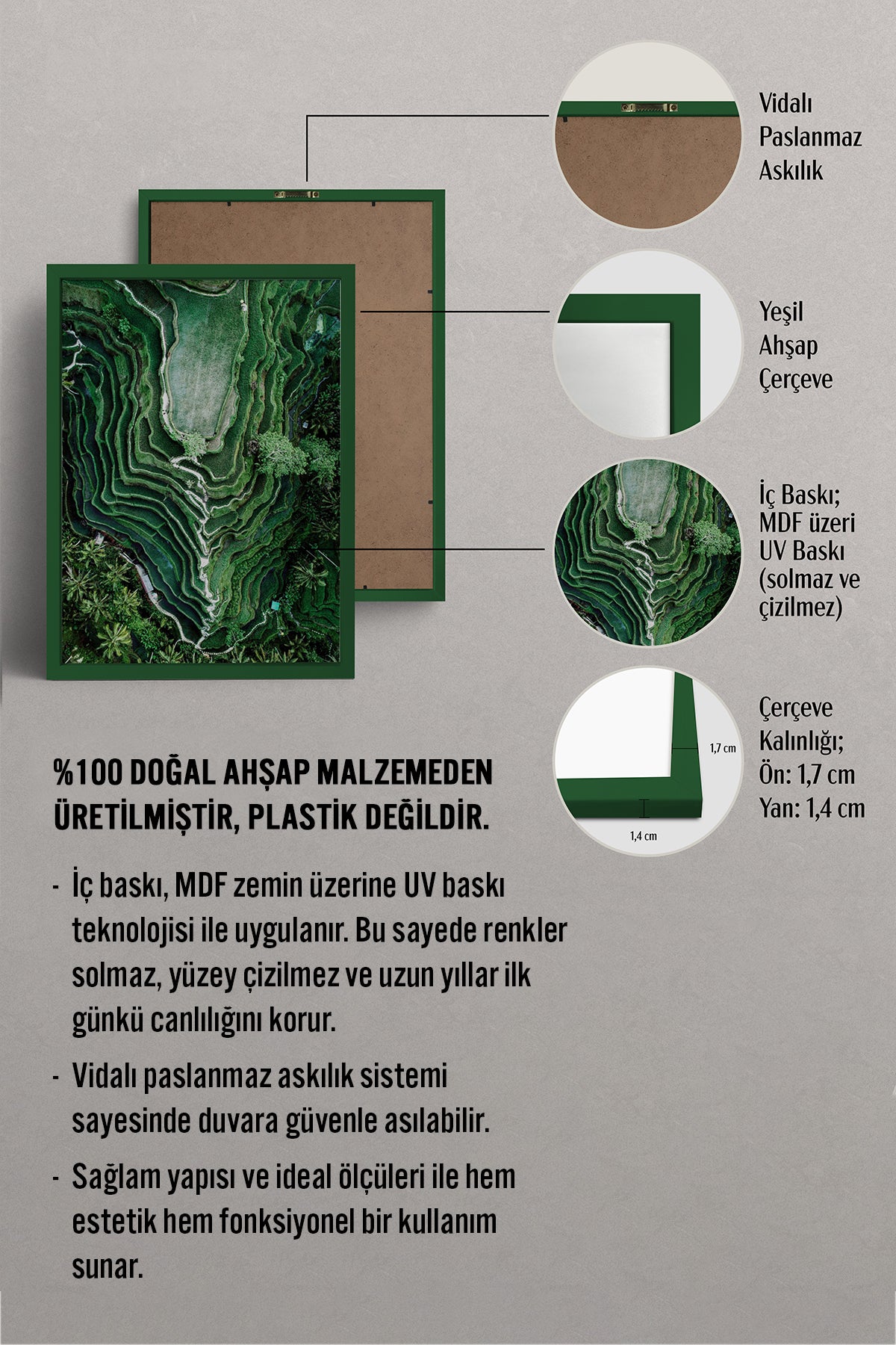 HOMEPACK Ahşap Çerçeveli Tablo Çerçeveli Poster Sanatsal Modern Duvar Dekoru BEK-8297