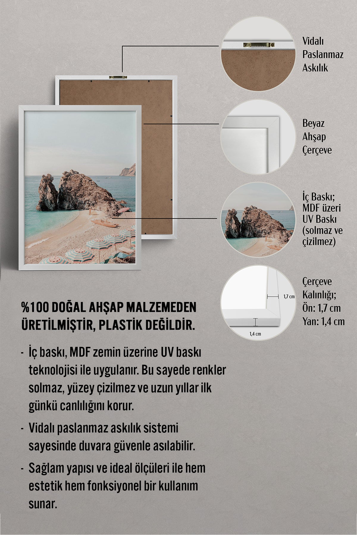 HOMEPACK Ahşap Çerçeveli Tablo Çerçeveli Poster Sanatsal Modern Duvar Dekoru BEK-8298