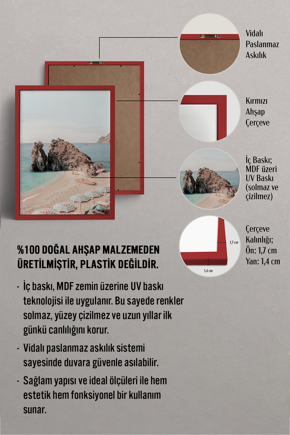 HOMEPACK Ahşap Çerçeveli Tablo Çerçeveli Poster Sanatsal Modern Duvar Dekoru BEK-8298