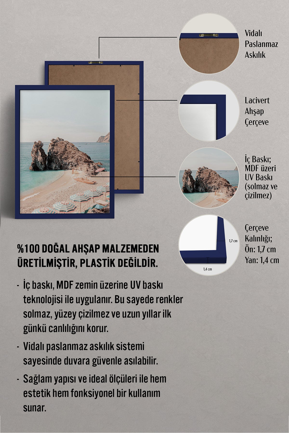 HOMEPACK Ahşap Çerçeveli Tablo Çerçeveli Poster Sanatsal Modern Duvar Dekoru BEK-8298