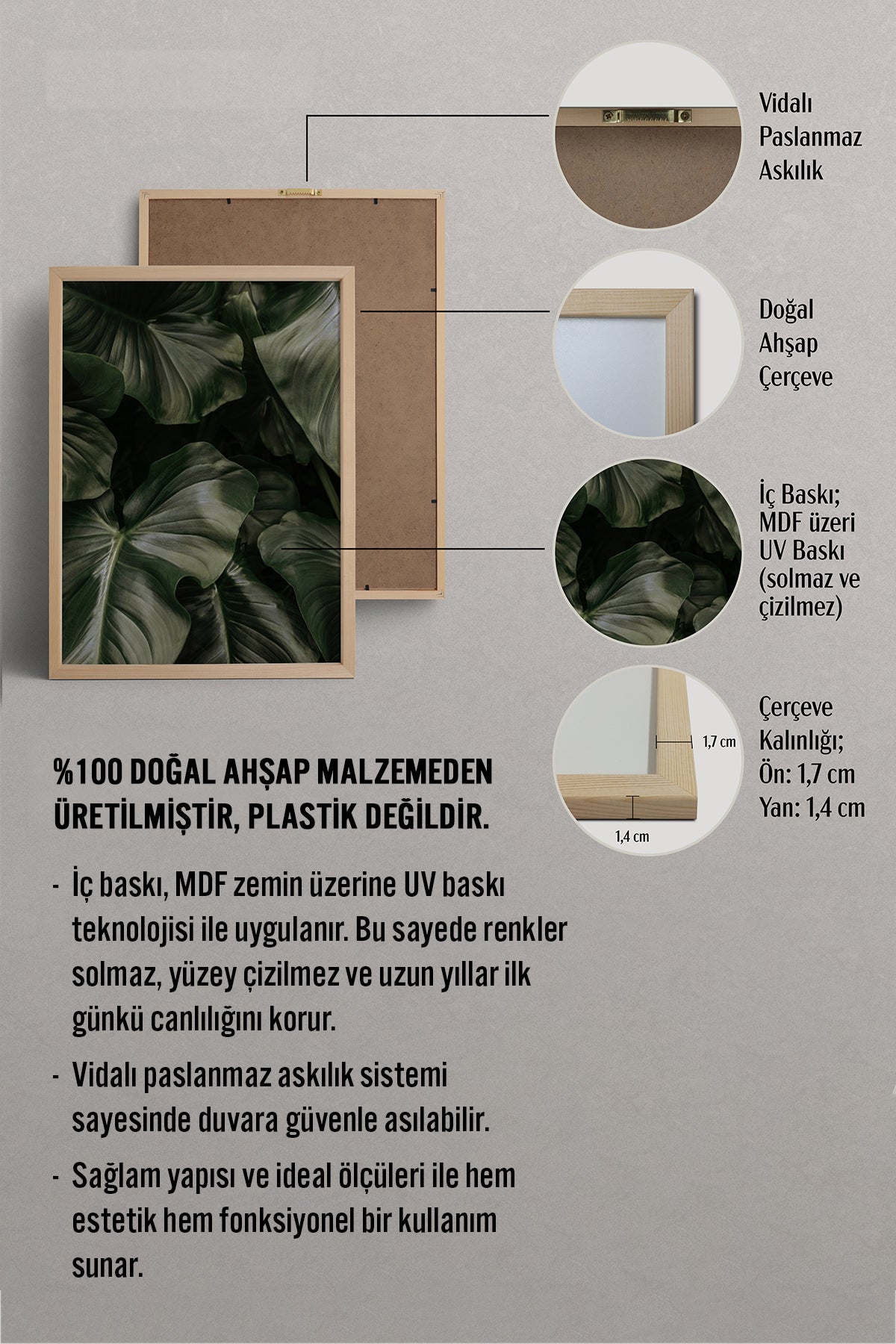HOMEPACK Ahşap Çerçeveli Tablo Çerçeveli Poster Sanatsal Modern Duvar Dekoru BEK-8300