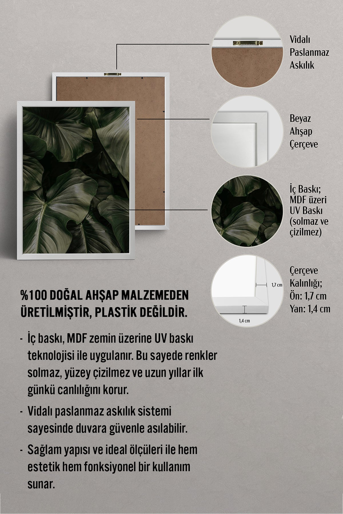 HOMEPACK Ahşap Çerçeveli Tablo Çerçeveli Poster Sanatsal Modern Duvar Dekoru BEK-8300