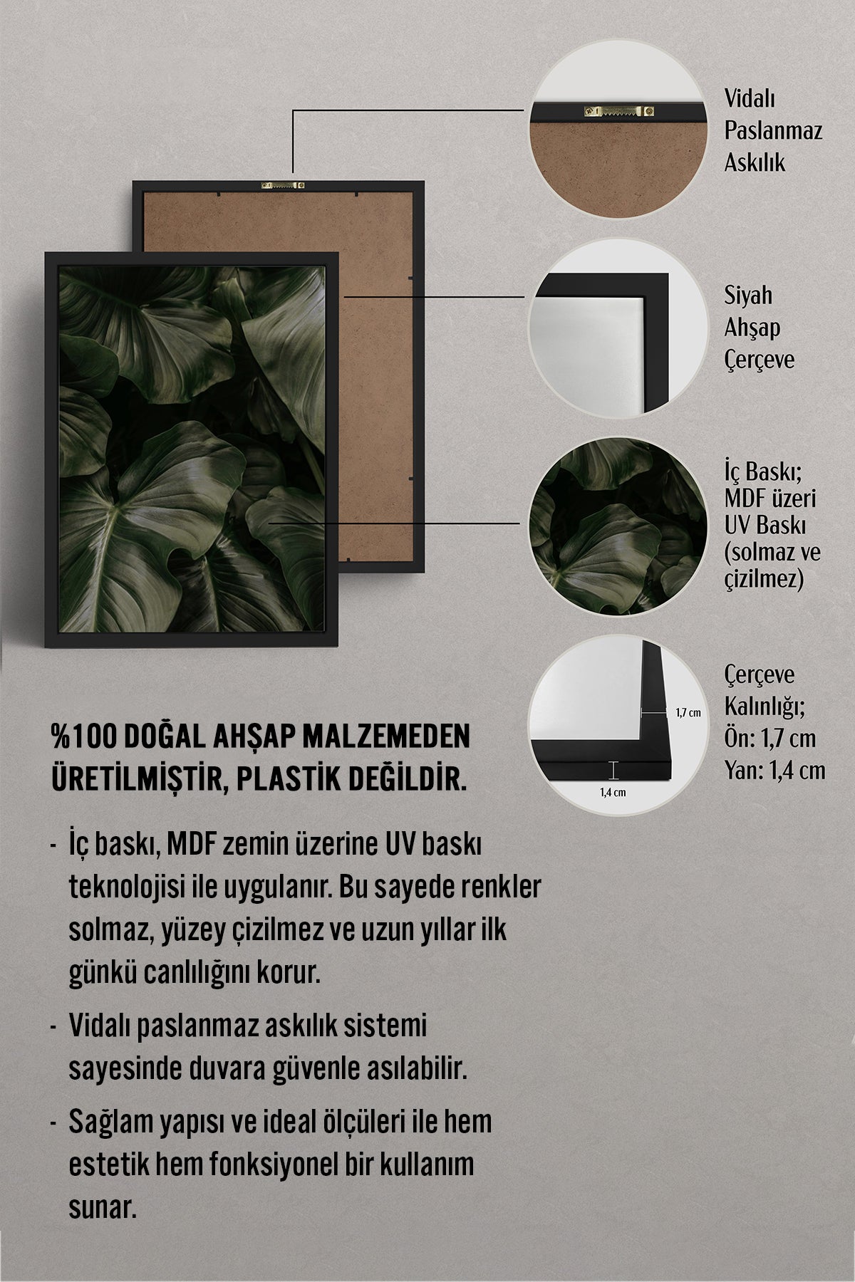 HOMEPACK Ahşap Çerçeveli Tablo Çerçeveli Poster Sanatsal Modern Duvar Dekoru BEK-8300