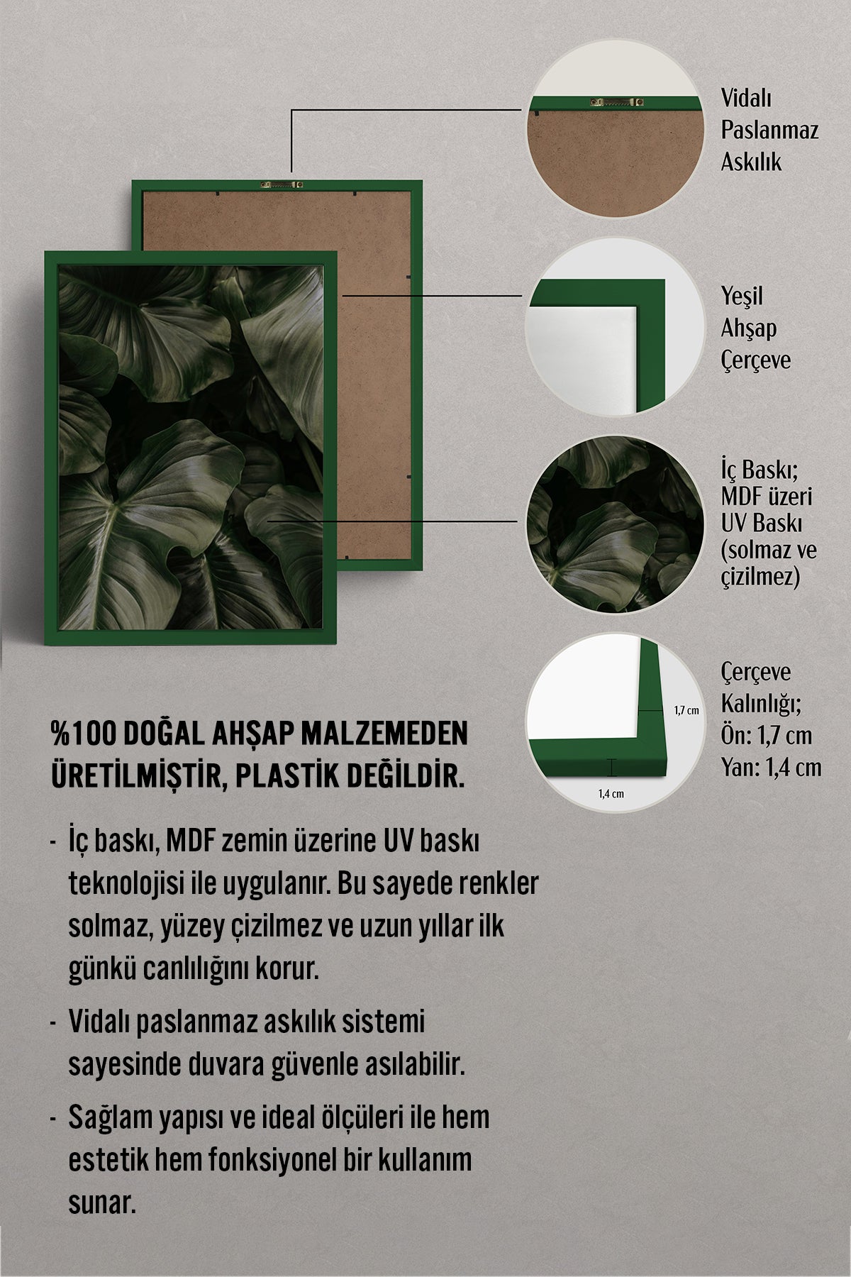 HOMEPACK Ahşap Çerçeveli Tablo Çerçeveli Poster Sanatsal Modern Duvar Dekoru BEK-8300