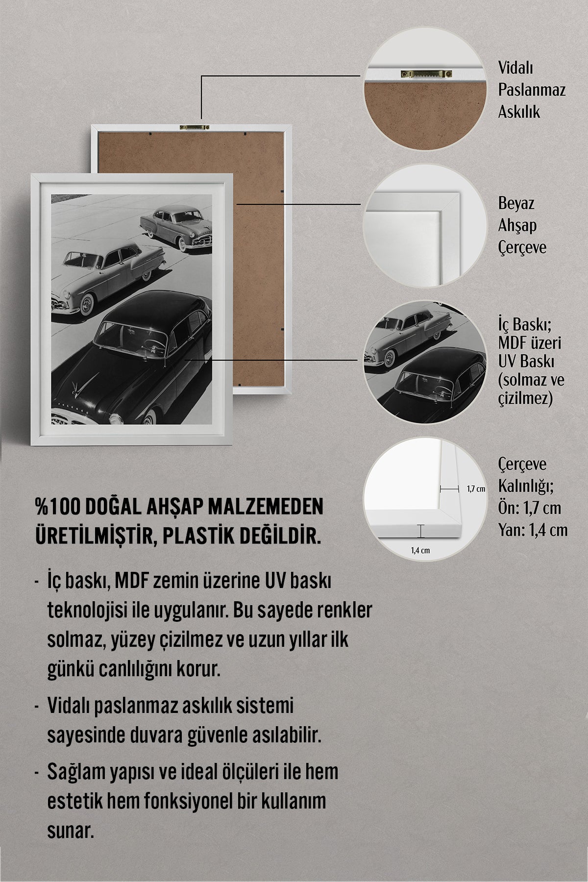 HOMEPACK Ahşap Çerçeveli Tablo Çerçeveli Poster Sanatsal Modern Duvar Dekoru BEK-8301