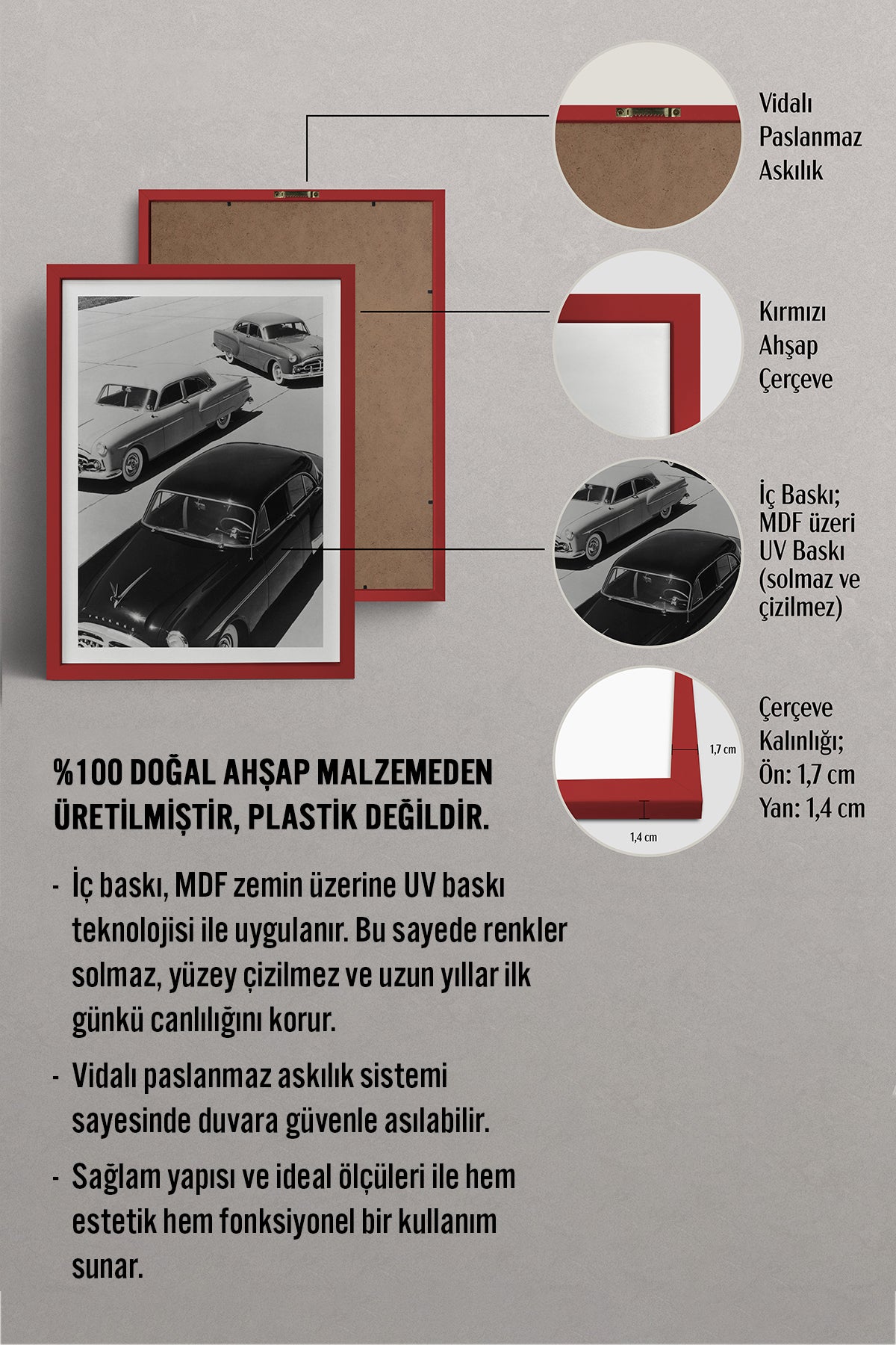 HOMEPACK Ahşap Çerçeveli Tablo Çerçeveli Poster Sanatsal Modern Duvar Dekoru BEK-8301
