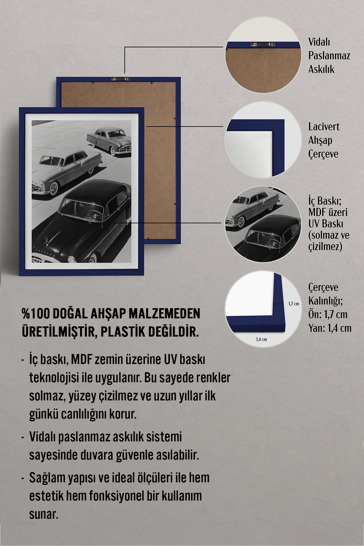 HOMEPACK Ahşap Çerçeveli Tablo Çerçeveli Poster Sanatsal Modern Duvar Dekoru BEK-8301