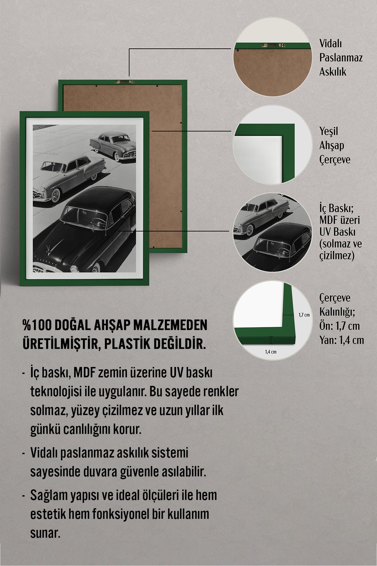 HOMEPACK Ahşap Çerçeveli Tablo Çerçeveli Poster Sanatsal Modern Duvar Dekoru BEK-8301