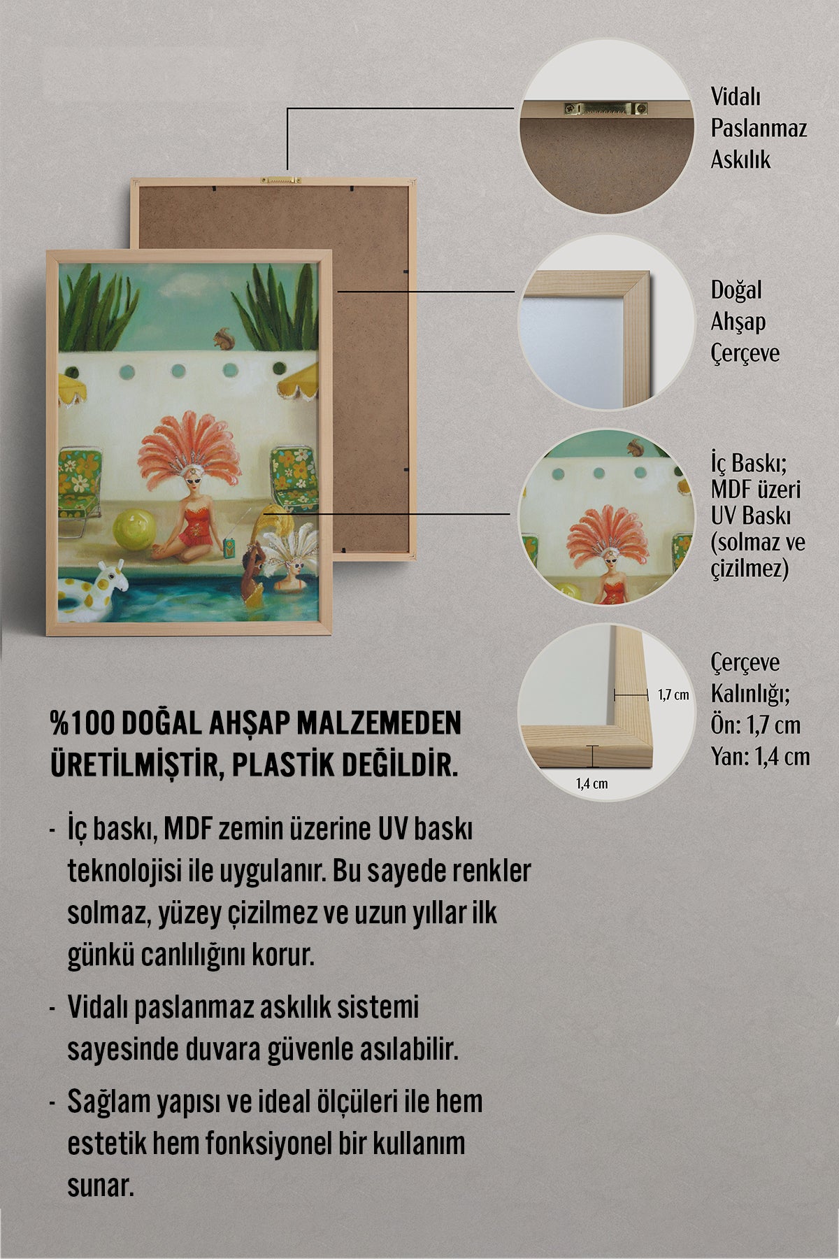 HOMEPACK Ahşap Çerçeveli Tablo Çerçeveli Poster Sanatsal Modern Duvar Dekoru BEK-8302