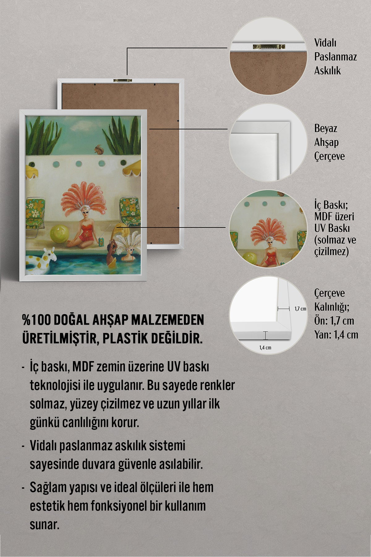 HOMEPACK Ahşap Çerçeveli Tablo Çerçeveli Poster Sanatsal Modern Duvar Dekoru BEK-8302