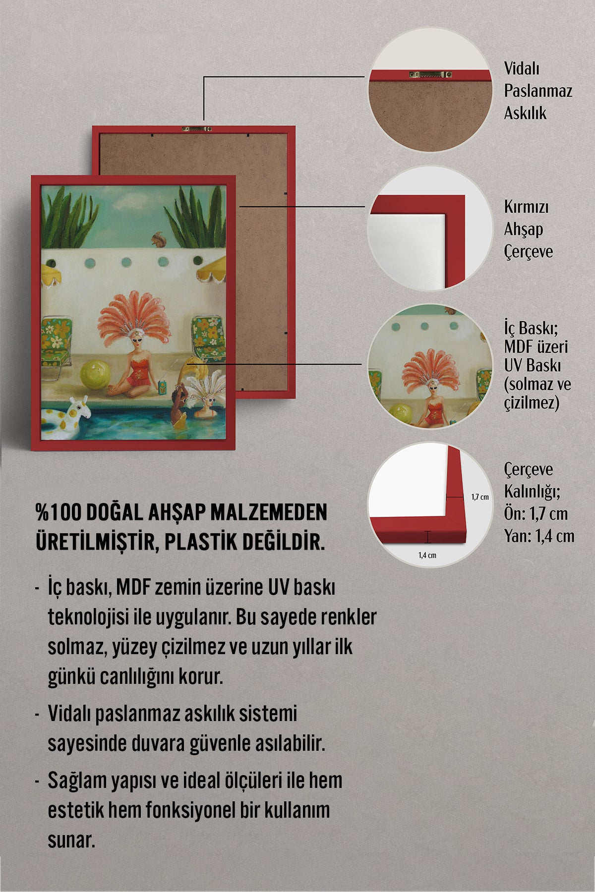 HOMEPACK Ahşap Çerçeveli Tablo Çerçeveli Poster Sanatsal Modern Duvar Dekoru BEK-8302