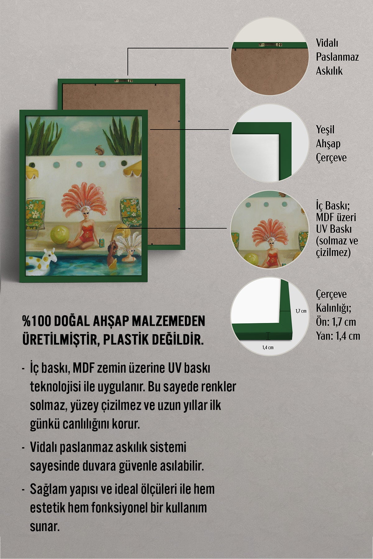HOMEPACK Ahşap Çerçeveli Tablo Çerçeveli Poster Sanatsal Modern Duvar Dekoru BEK-8302