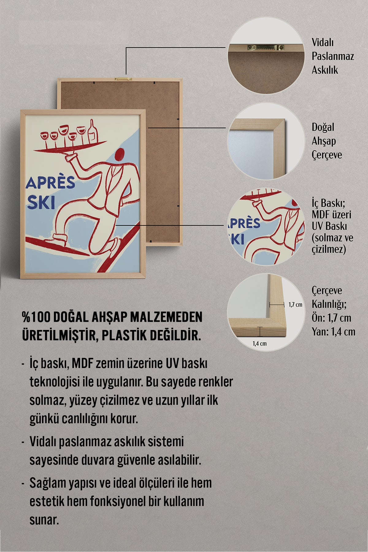 HOMEPACK Ahşap Çerçeveli Tablo Çerçeveli Poster Sanatsal Modern Duvar Dekoru BEK-8303
