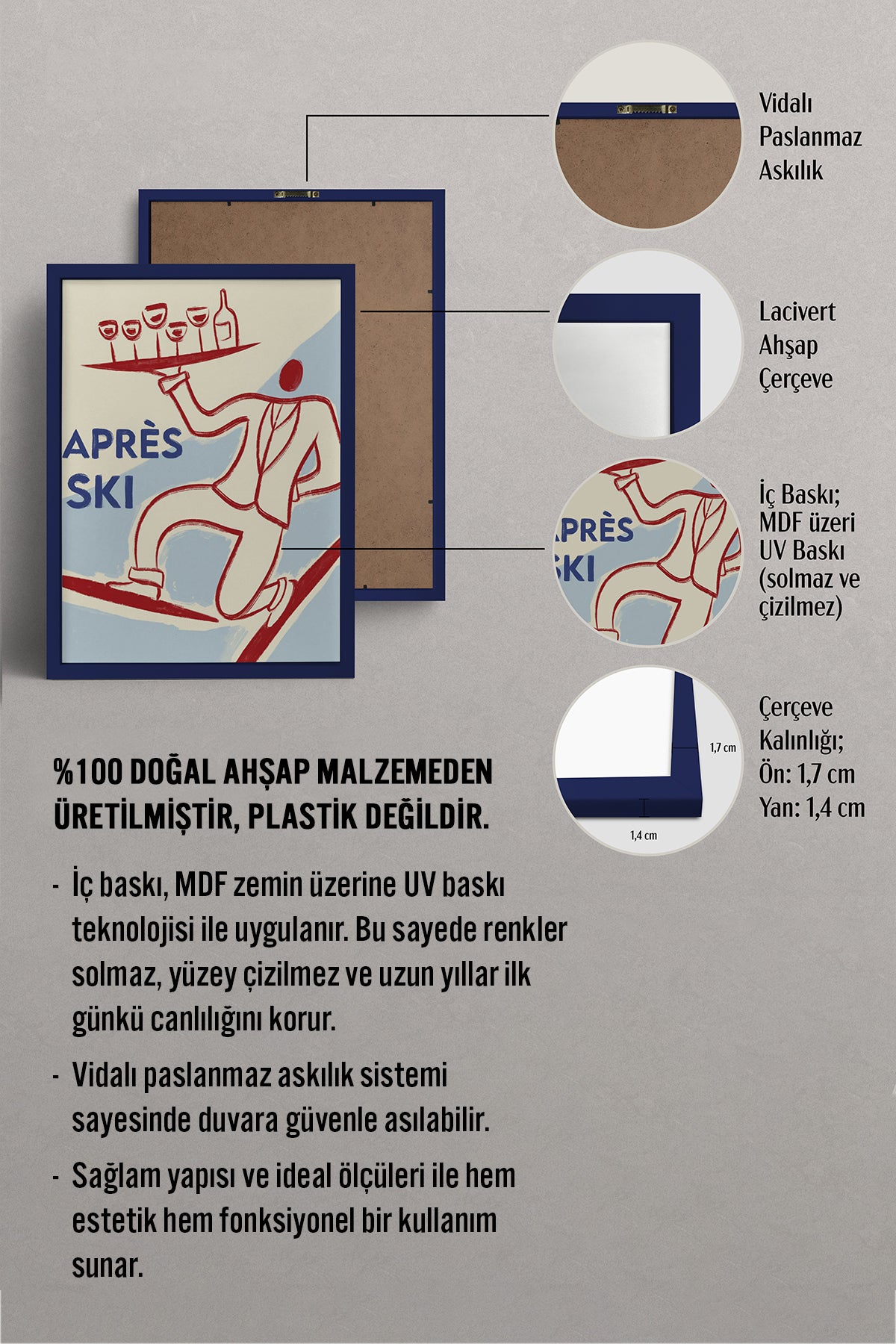 HOMEPACK Ahşap Çerçeveli Tablo Çerçeveli Poster Sanatsal Modern Duvar Dekoru BEK-8303